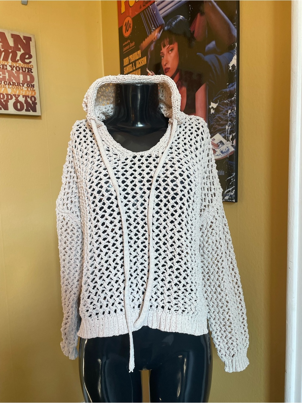 Women’s Crochet Crop Hoodie ( XL )